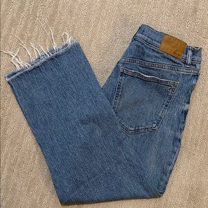 Madewell Classic Blue Straight-Leg Jeans with Frayed Hem